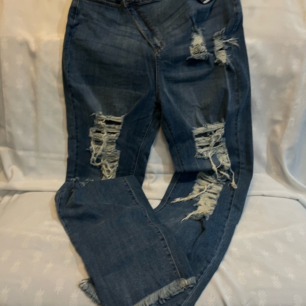 Distressed Blue Jeans